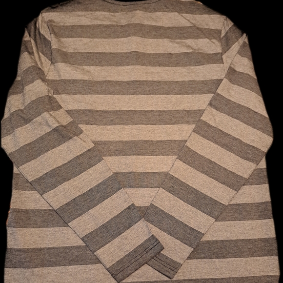 NWT XL Mens Michael Kors MK Logo Crewneck Long Sleeve Striped Henley Mesh Shirt - Picture 3 of 4